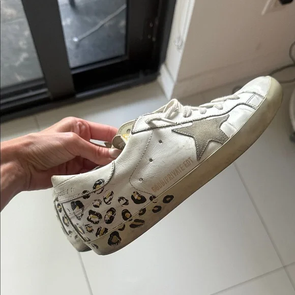 Golden Goose Women's White and Leopard Print Sneakers - Picture 1 of 8
